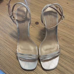 Schultz gold leather sandals. 7m. Worn once